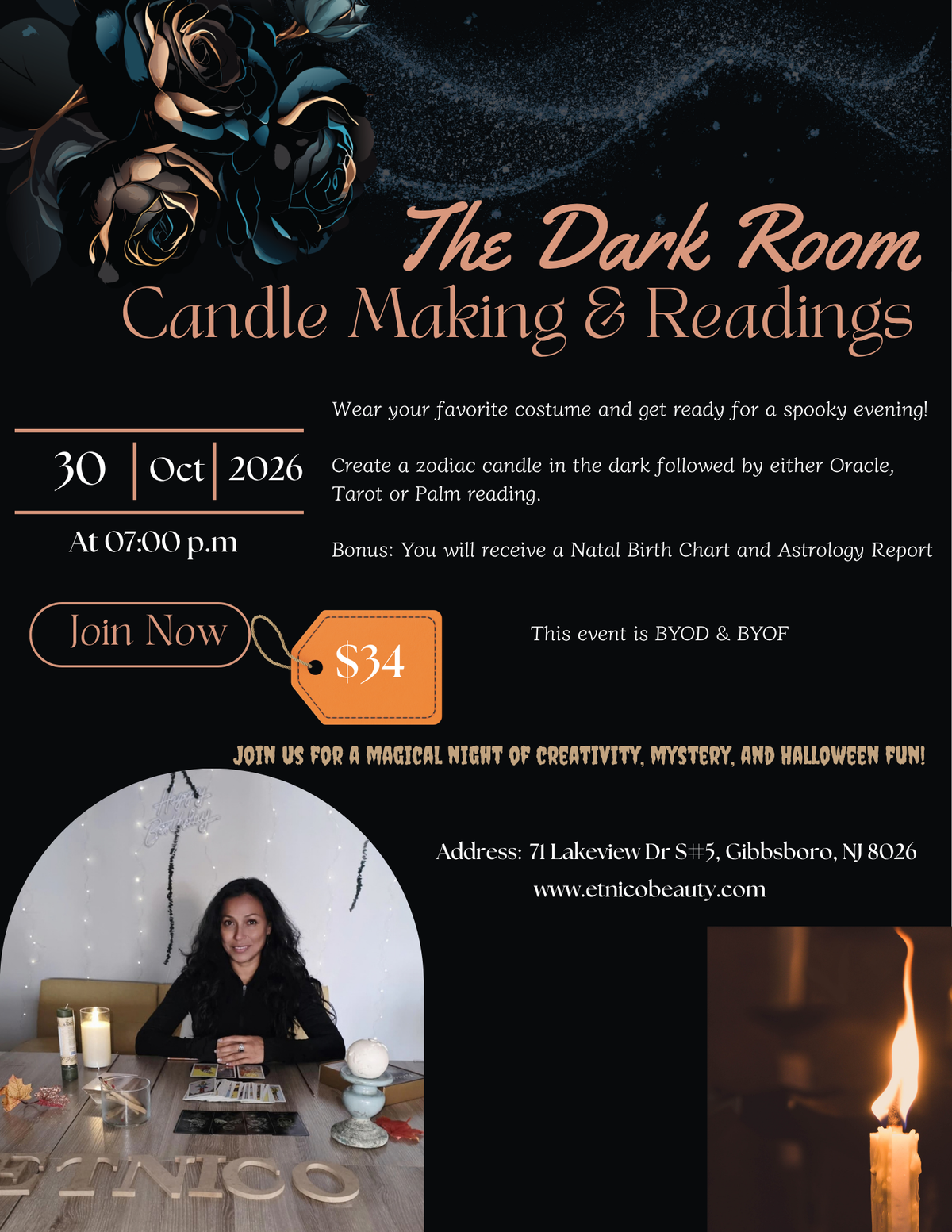 🌙 Zodiac Candle & Tarot Night in the DARK